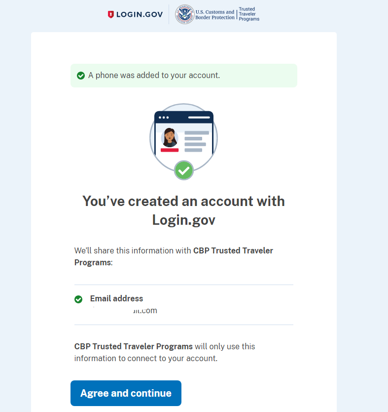 這個畫面的意思你授權LOGIN.GOV使用CBP的TRUSTED TRAVELER PROGRAM使用就是GLOBAL ENTRY 這個計畫
