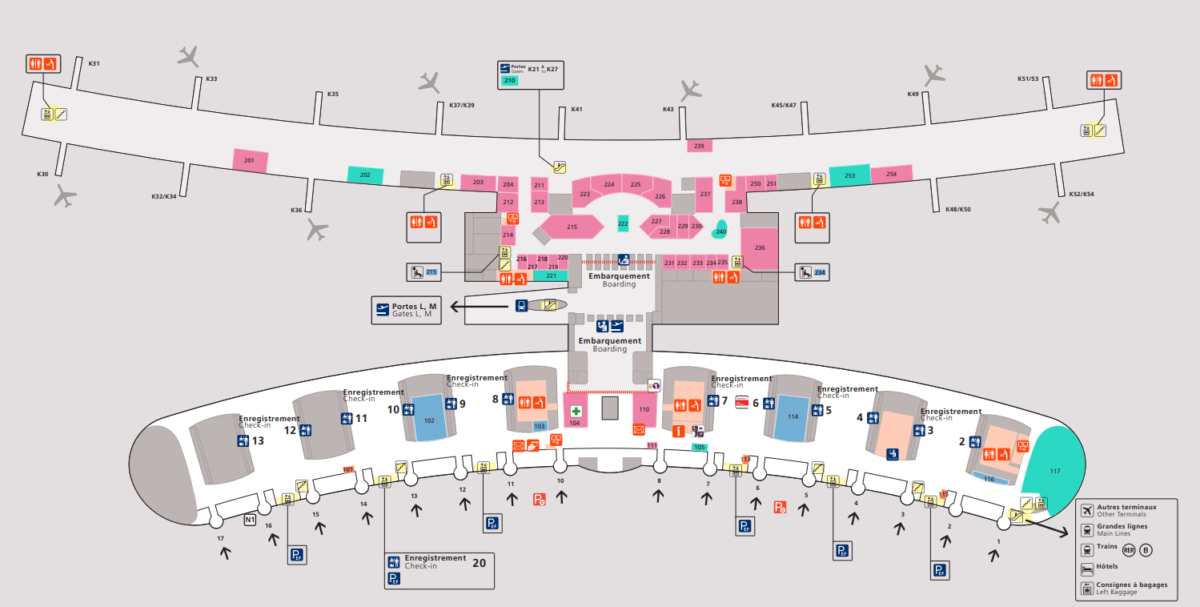 巴黎戴高樂機場 CDG相關地圖 機場懶人包 機場住在哪邊：Terminal 2E 航廈主地圖