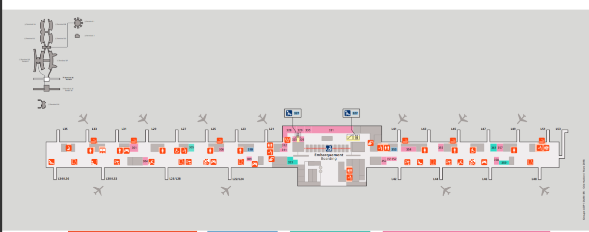 巴黎戴高樂機場 CDG相關地圖 機場懶人包 機場住在哪邊：Terminal 2E - Portes L （HALLＬ/L區域）