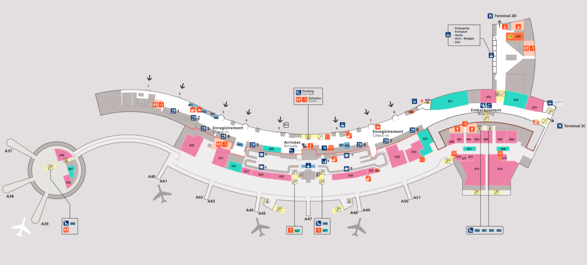 巴黎戴高樂機場 CDG相關地圖 機場懶人包 機場住在哪邊：Terminal 2A