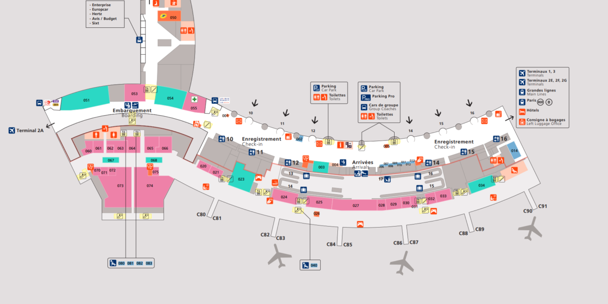 巴黎戴高樂機場 CDG相關地圖 機場懶人包 機場住在哪邊：Terminal 2C