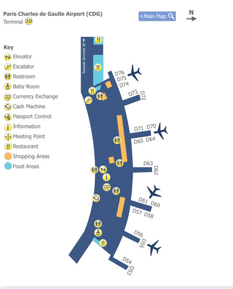 巴黎戴高樂機場 CDG相關地圖 機場懶人包 機場住在哪邊：Terminal 2D