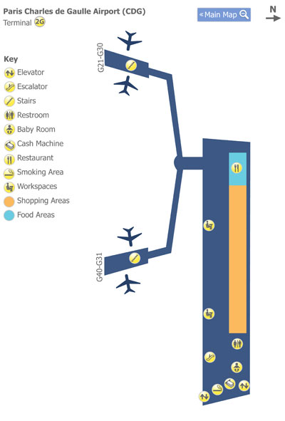 巴黎戴高樂機場 CDG相關地圖 機場懶人包 機場住在哪邊：Terminal 2G