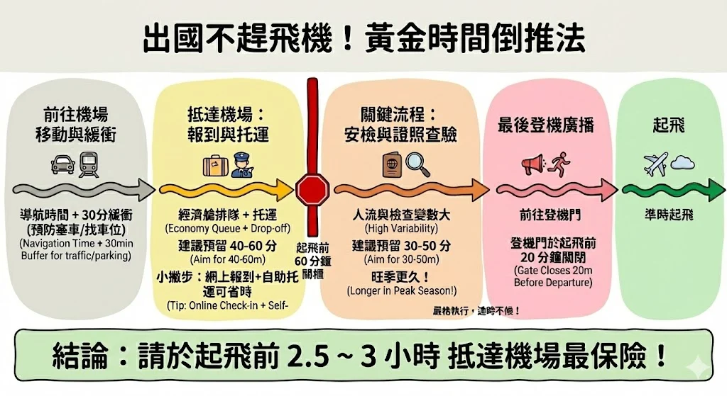 2025 提早兩個小時才到機場 交通趕不上飛機的人最多 三小時才保險：簡答：三小時起跳