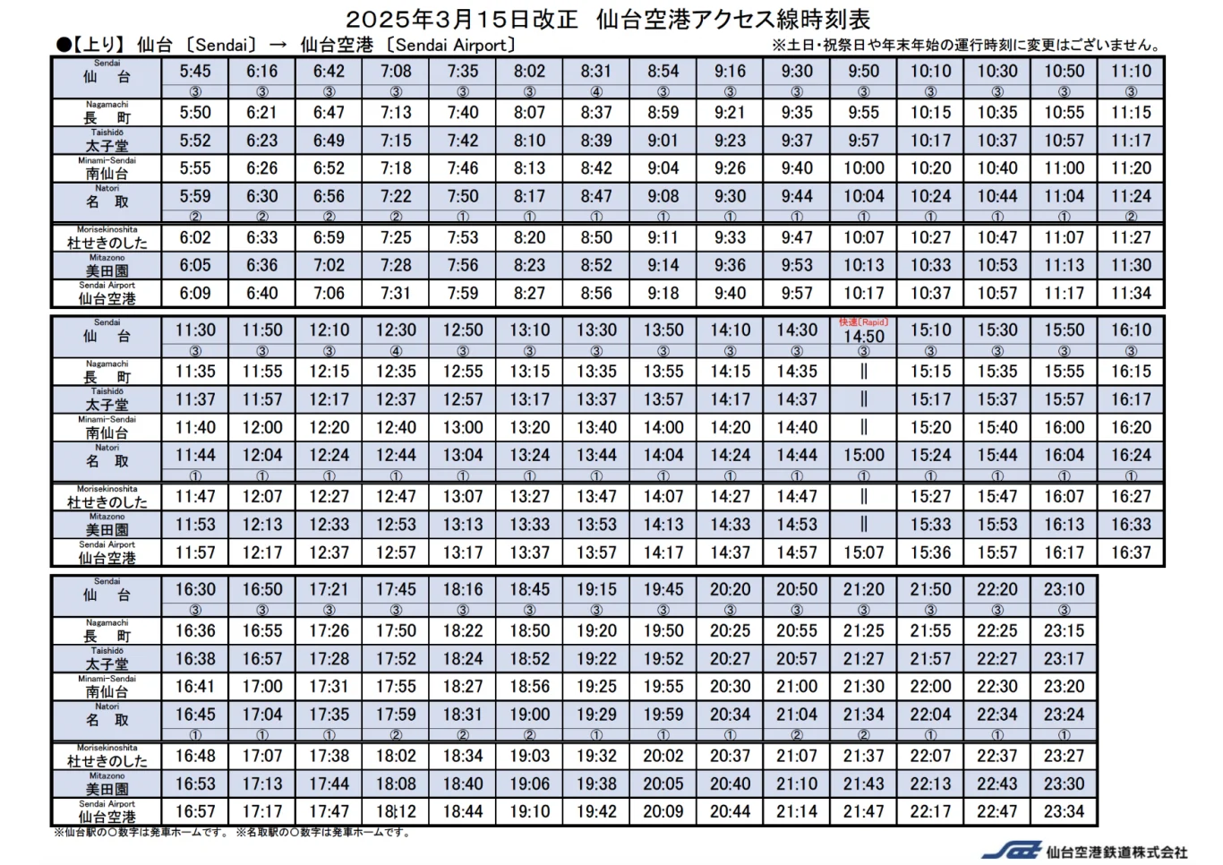 從JR仙台車站前往仙台機場 從JR仙台車站前往仙台機場