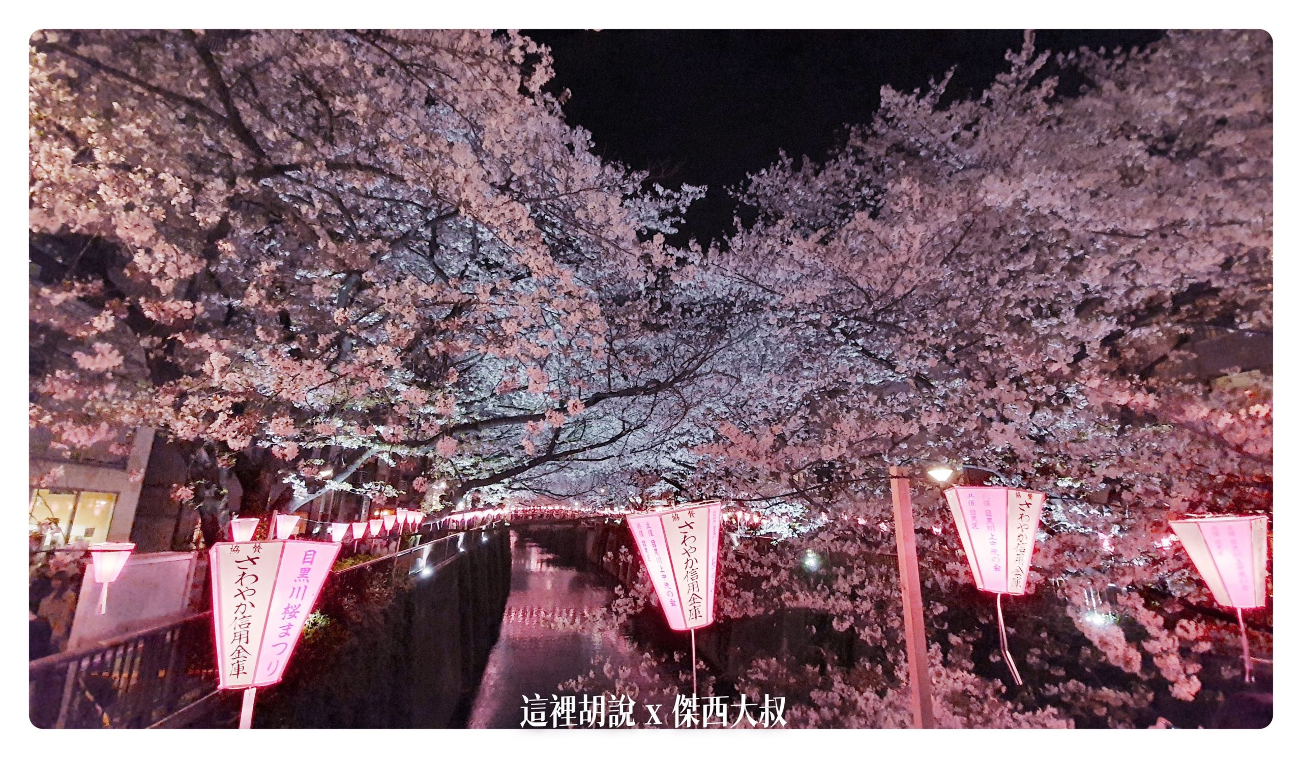 中目黑目黑川的白天與黑夜 櫻花 照片記錄 2019-04：晚上的目黑川夜櫻