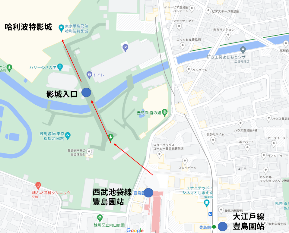 東京哈利波特影城 必經交通動線西武豐島園站 魔法世界從這邊開始：簡要地圖