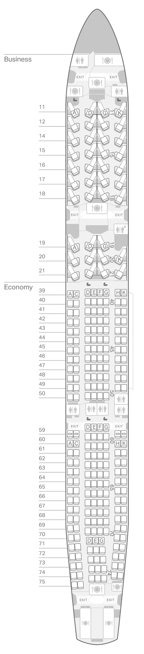 國泰航空A330 (33E)座位圖 國泰航空A330 (33E)座位圖