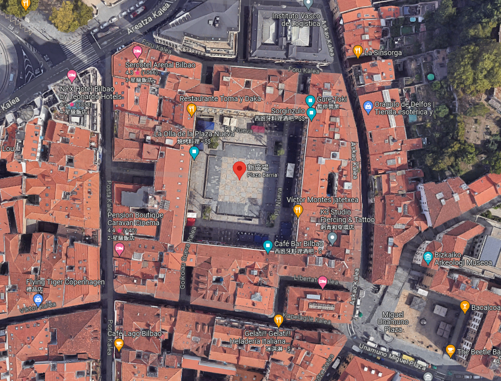 西班牙北部：畢爾包 Bilbao很多Pincho的Plaza Barria廣場 / Sorgínzulo：Plaza Barria廣場