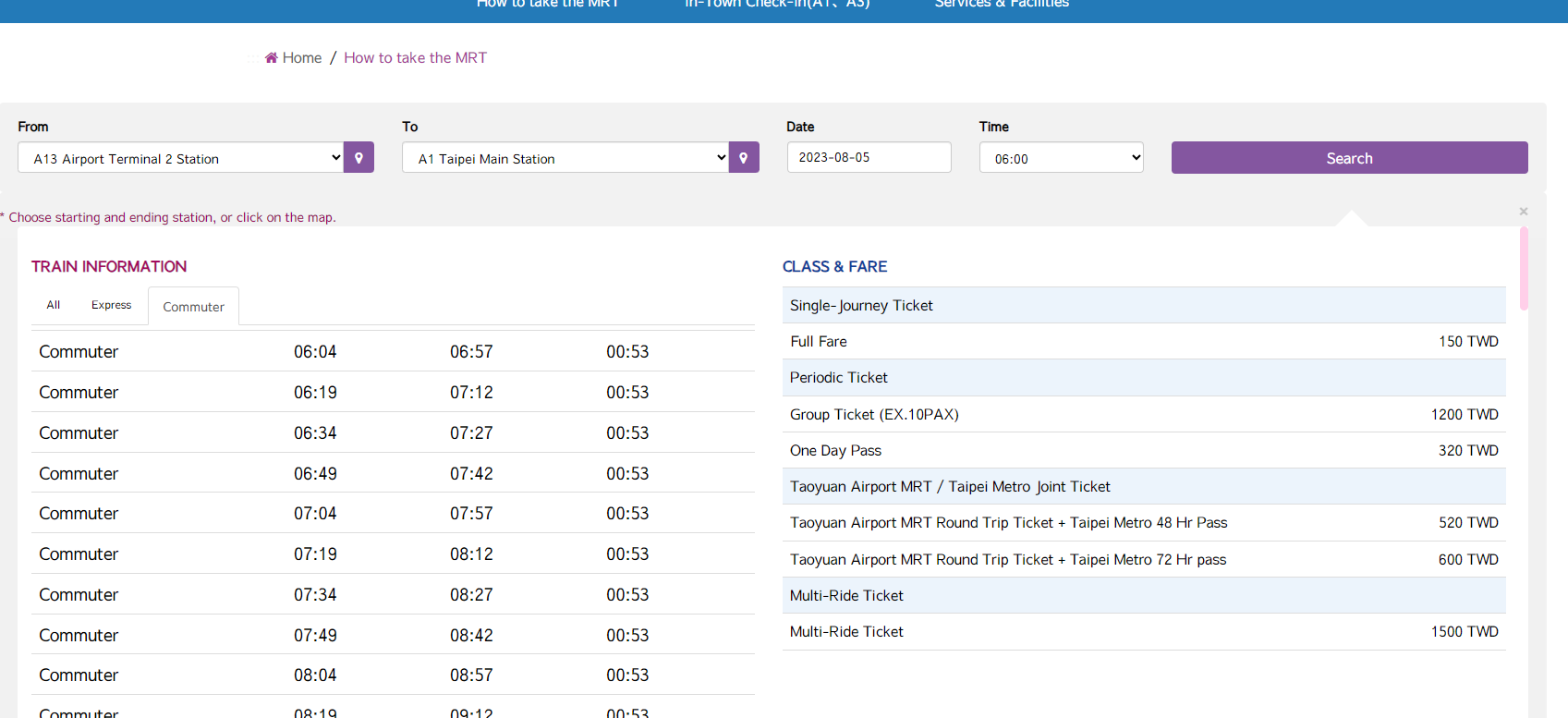 4 options for you, Transportation from TPE Airport (Taiwan Taoyuan International Airport) to Taipei City.：Check the train service schedule.