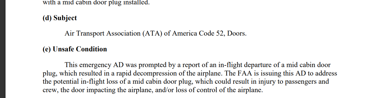阿拉斯加航空 AS1282 737MAX9新機 逃生出口起飛後脫離事故 [影片]：FAA 發出緊急適航指令