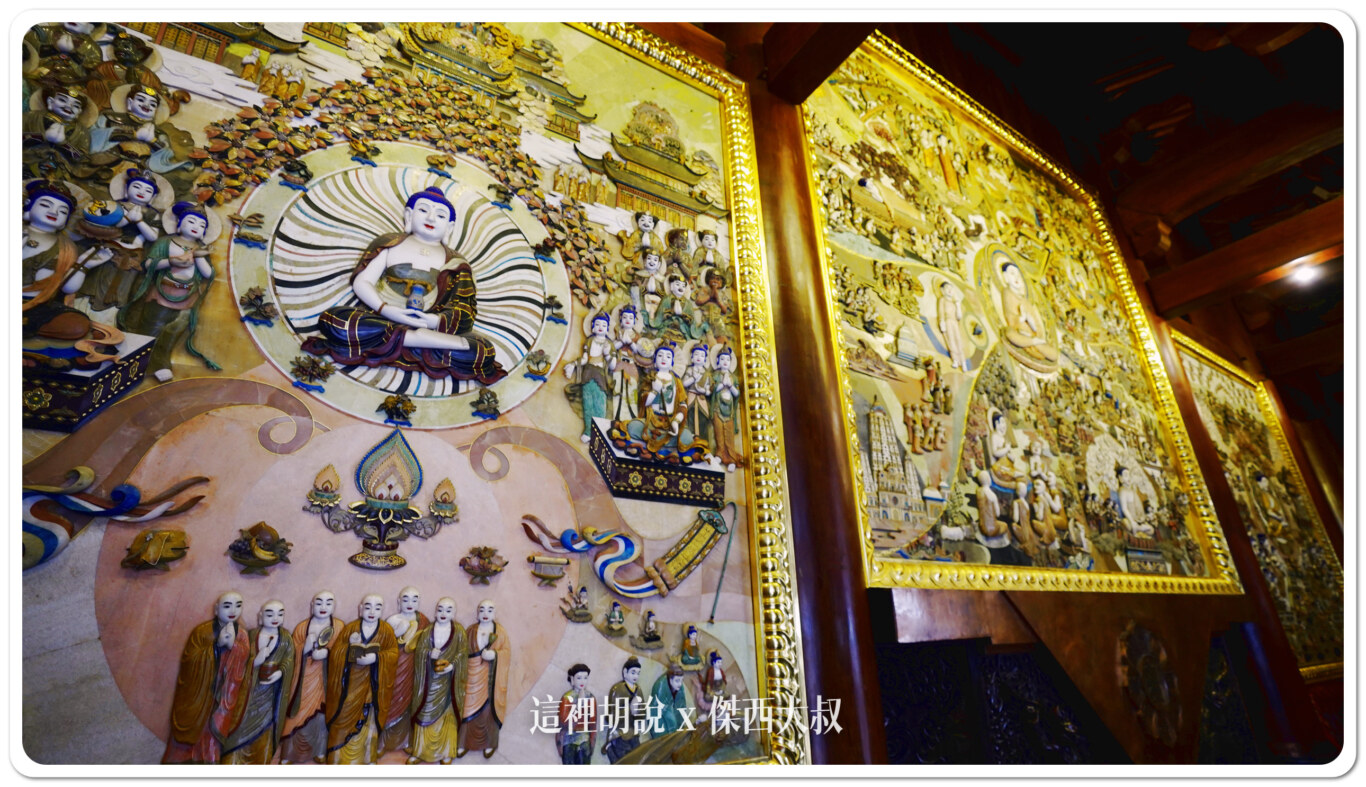 上海 靜安寺 白銀打造的大佛：佛陀後方的壁畫