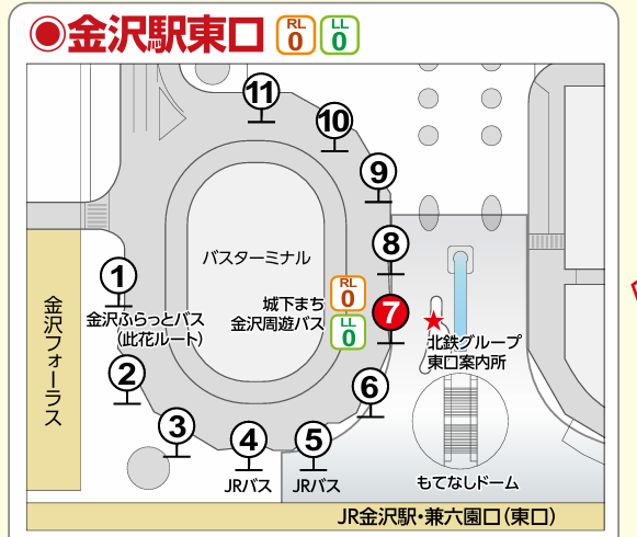 金澤周遊公車一日券 手機就可以買 免排隊也不用跑去金澤車站：金澤上車地點