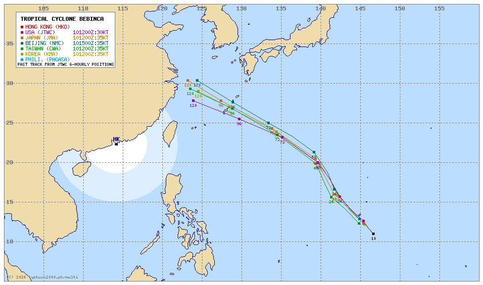 航空事件簿 2024/09 貝碧佳颱風：路徑系集預測分析