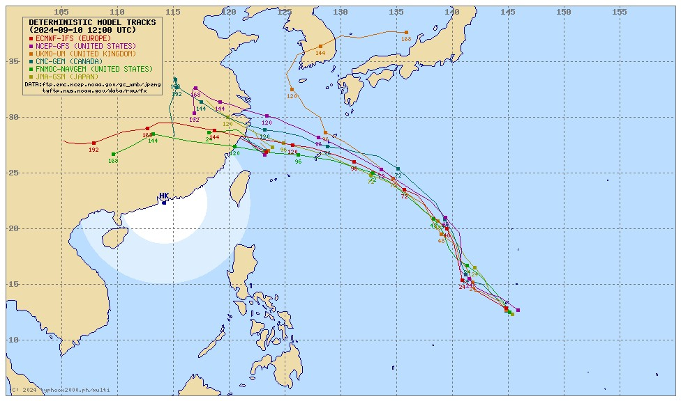 航空事件簿 2024/09 貝碧佳颱風：路徑系集預測分析