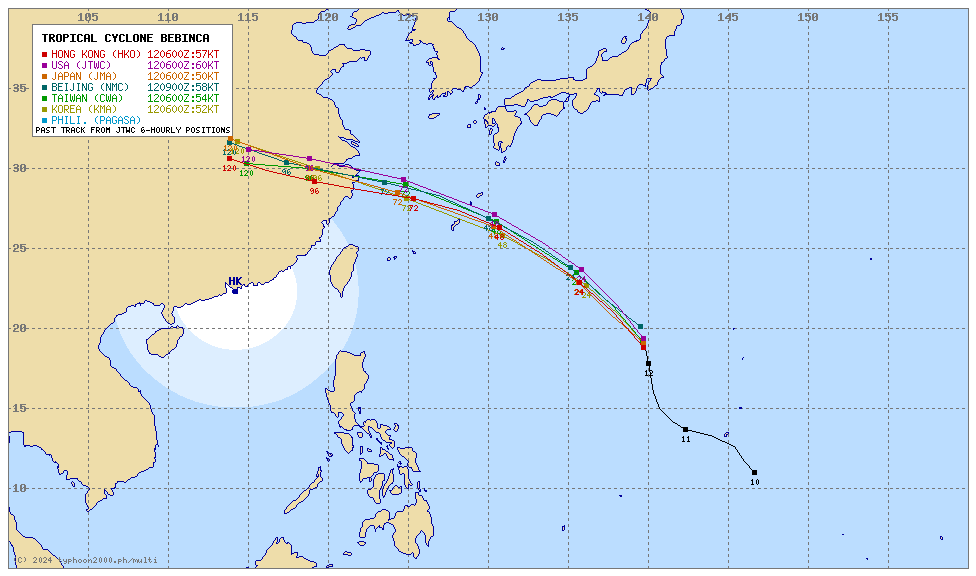 航空事件簿 2024/09 貝碧佳颱風：路徑系集預測分析