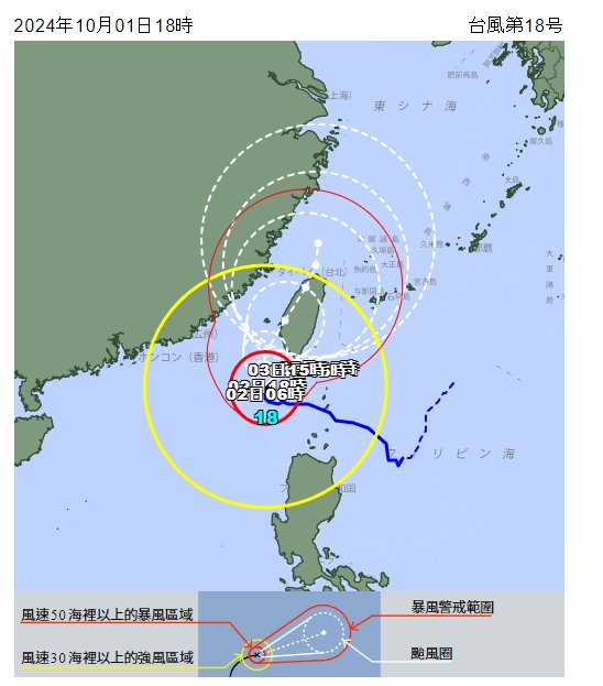 日本氣象廳預報偏西的路徑