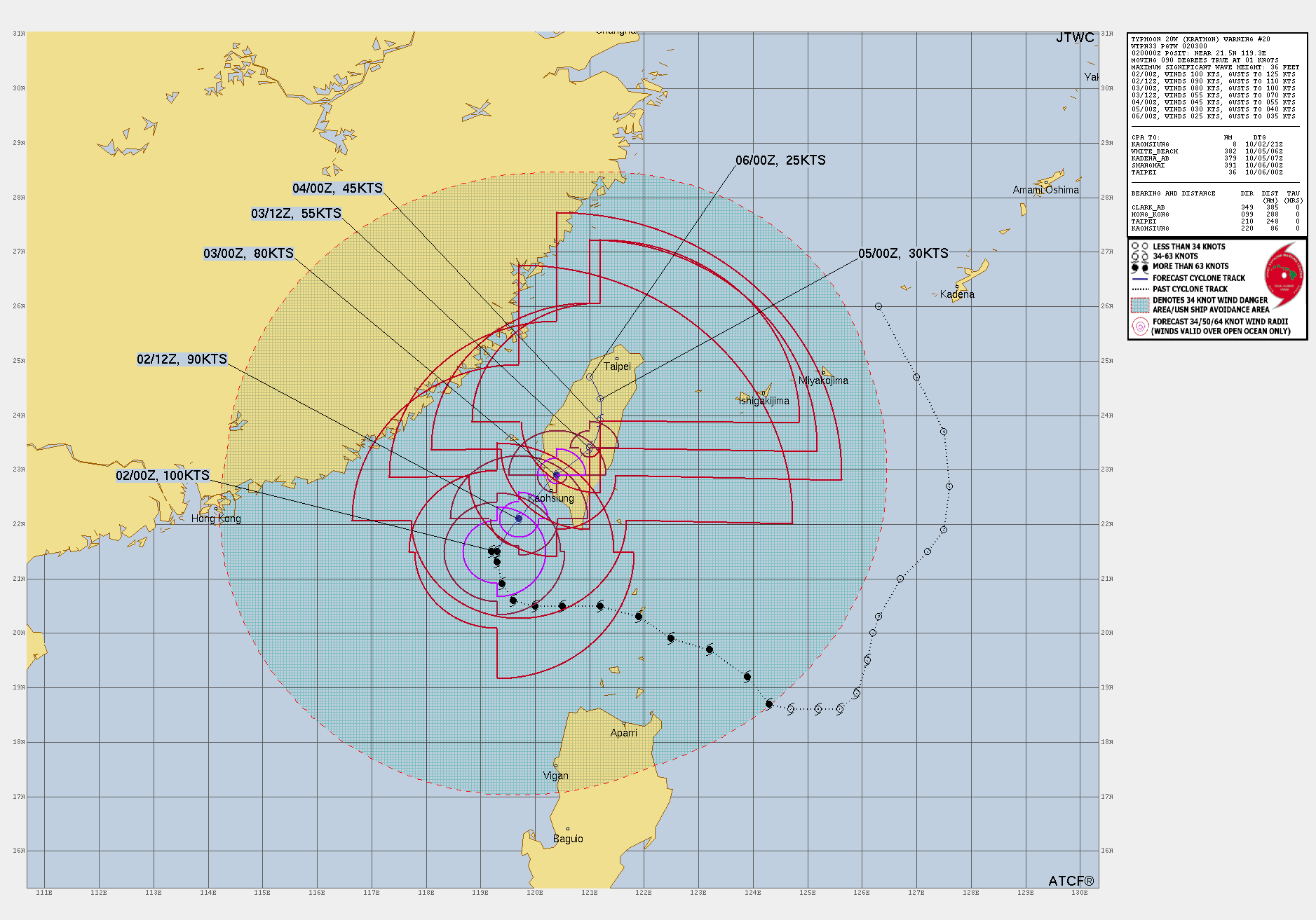 航空事件簿：2024/10  燕子/山陀兒颱風：10/2 路徑