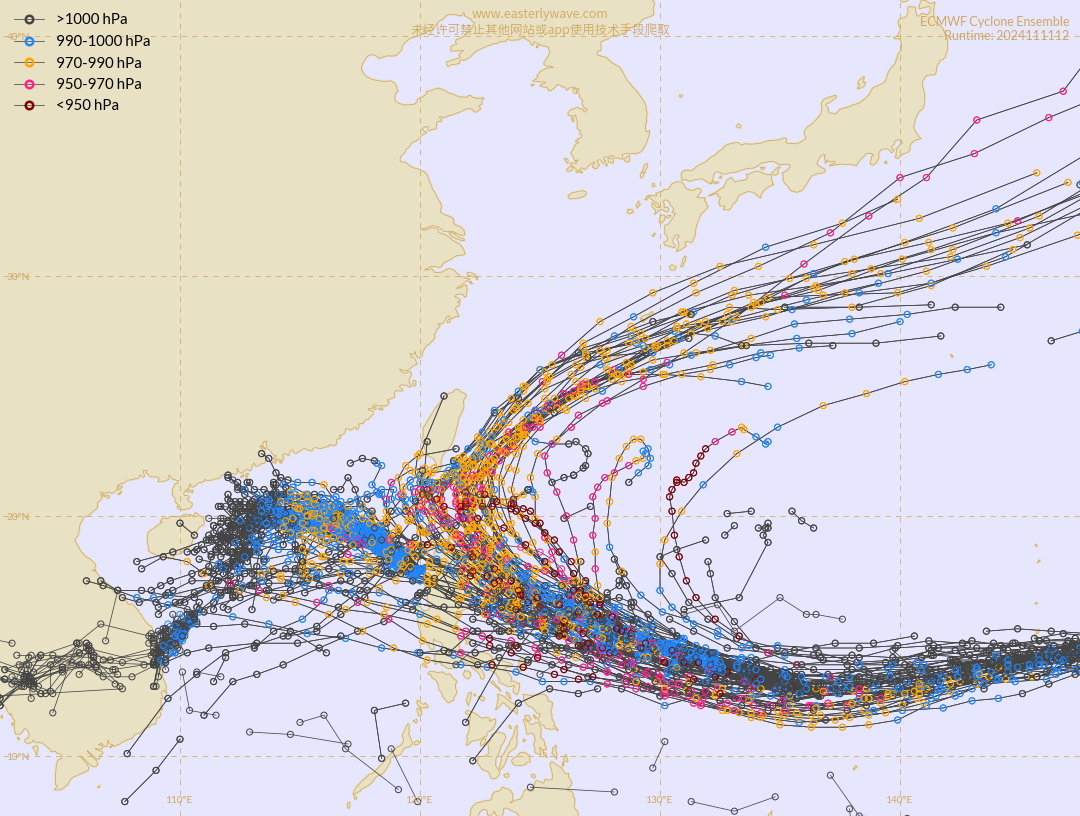航空事件簿 2024/11 天兔颱風 最後一個颱風：11/12 早上預報資料