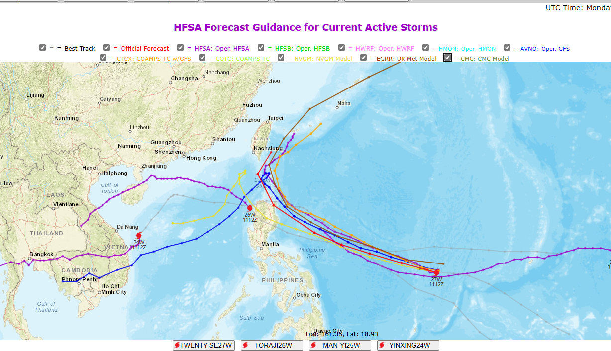 航空事件簿 2024/11 天兔颱風 最後一個颱風：11/12 早上預報資料