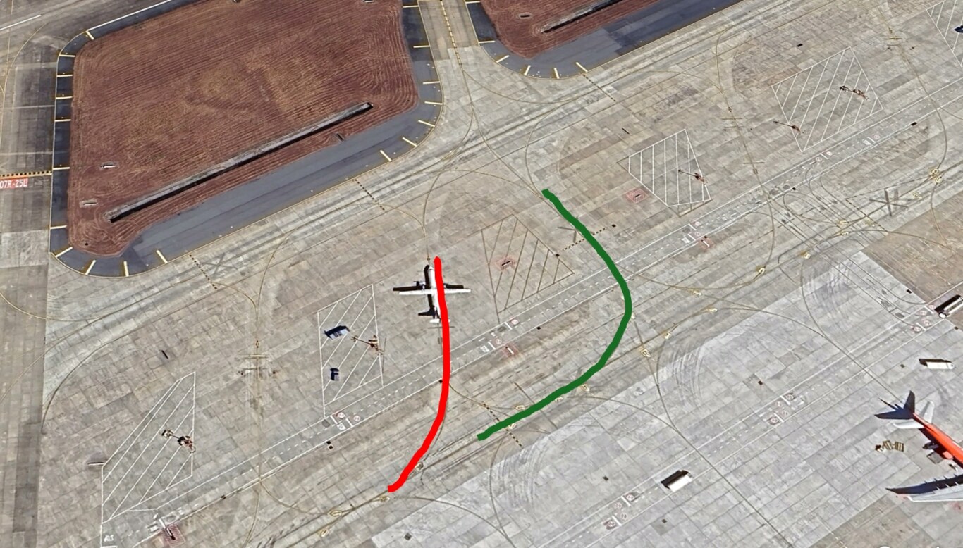 航空事件簿 長榮航空 BR396 在胡志明市滑行時觸碰燈柱 2024/07/03：飛機移動軌跡
