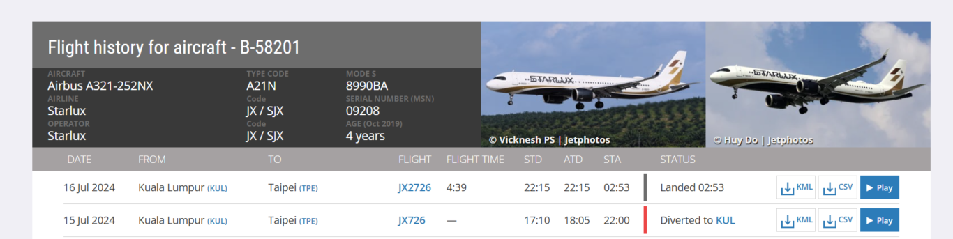 航空事件簿:2024/07/15 星宇航空吉隆坡台北 B-58201/JX726 液壓異常折返事件:本次事實資訊 航空事件簿:2024/07/15 星宇航空吉隆坡台北 B-58201/JX726 液壓異常折返事件:本次事實資訊