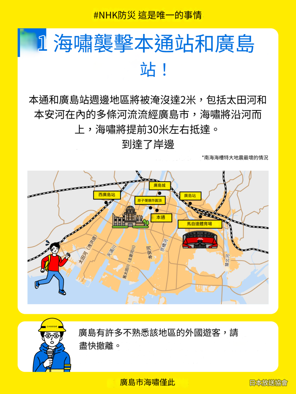 日本九州7.1地震 日本氣象廳發布『南海海槽地震臨時情報（注意）』的代表意義 你可以怎麼做 海嘯撤退地點：各區建議撤離地點
