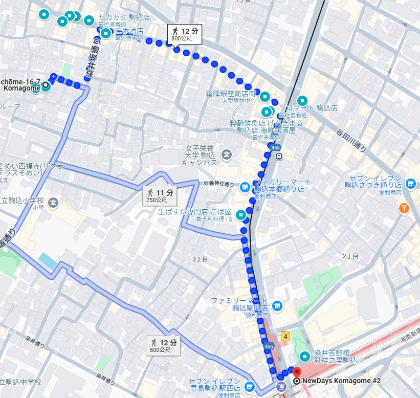 這是目前傑西覺得最好走的路，因為只要轉彎一次就可以然後因為往北走的話還可以經過商店街https://maps.app.goo.gl/NT6uRstXrRnF2f3fA