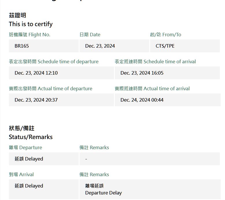 延誤證明的延誤理由 離場延誤 延誤證明的延誤理由 離場延誤