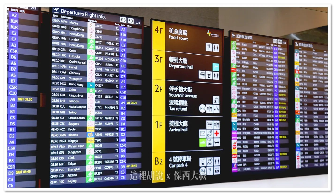 二航廈內的樓層標示