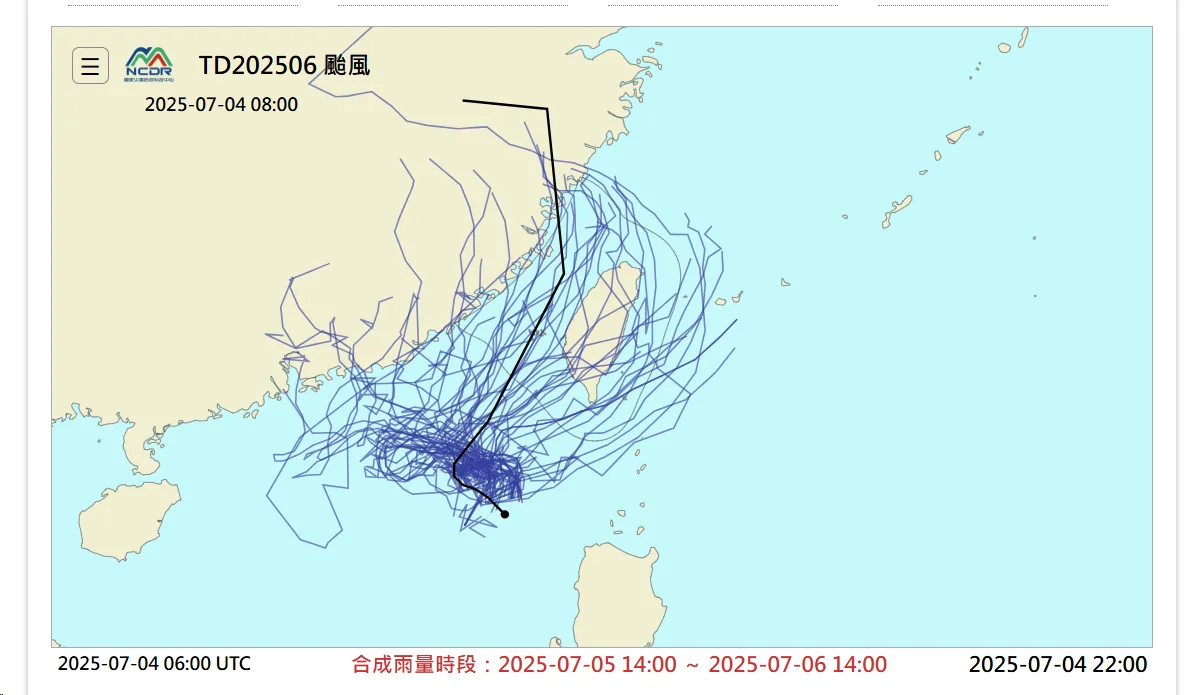系集還是非常散路線還是非常散，整體往西移動