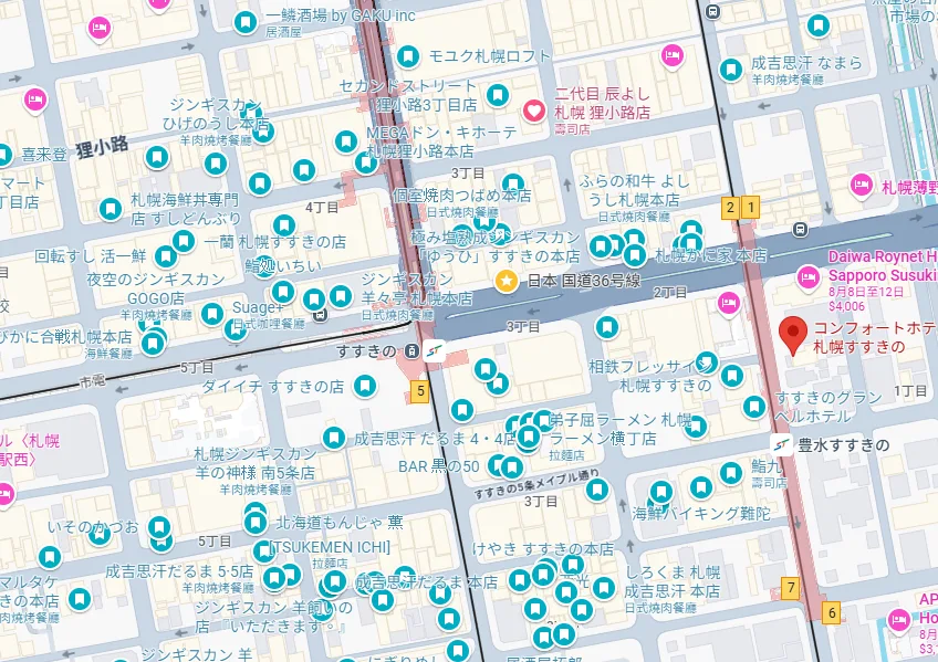 北海道 札幌逛街熱區 薄野住宿 超精華分區介紹 傑西直接分成四區：第二分區