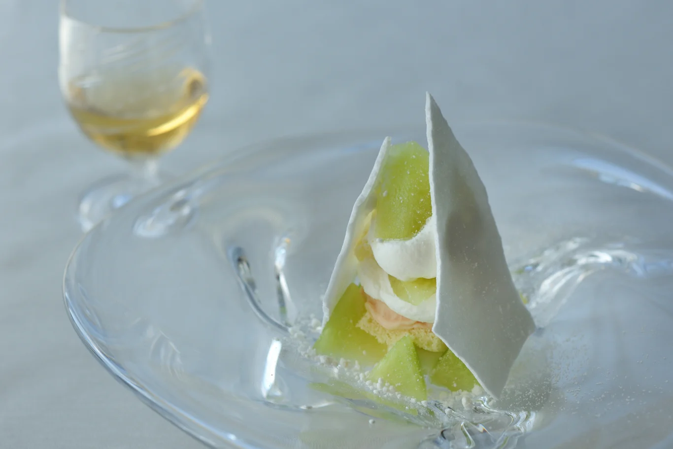 無酒精餐酒搭配示意圖「哈密瓜蛋白霜甜點」× 白蘇維濃葡萄汁 無酒精餐酒搭配示意圖「哈密瓜蛋白霜甜點」× 白蘇維濃葡萄汁