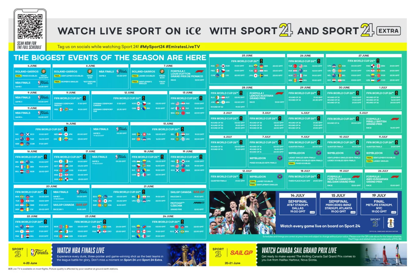 精彩賽事不漏接！阿聯酋航空透過 Sport 24 頻道於航班上現場直播 2026 年世界盃 - 這裡胡說 JL TALKS