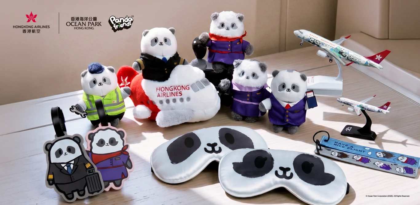 香港航空 X 海洋公園 Panda Friends 彩繪客機全面升級：限量典藏紀念品 把香港的溫度帶回家
