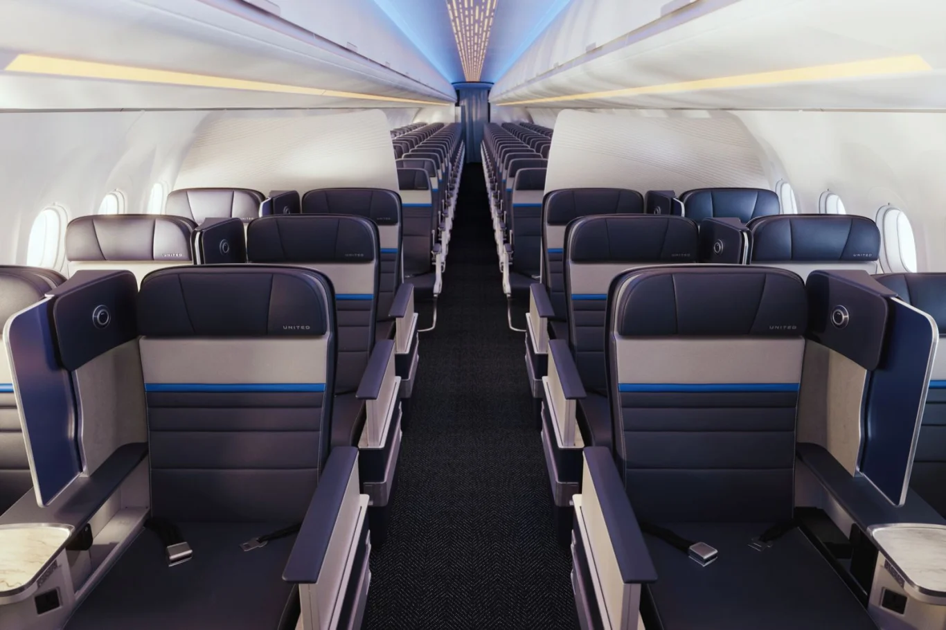 聯合航空推出另一項經濟艙創新：提供額外手肘空間的舒適經濟艙座位：聯合航空的 A321XLR 客機