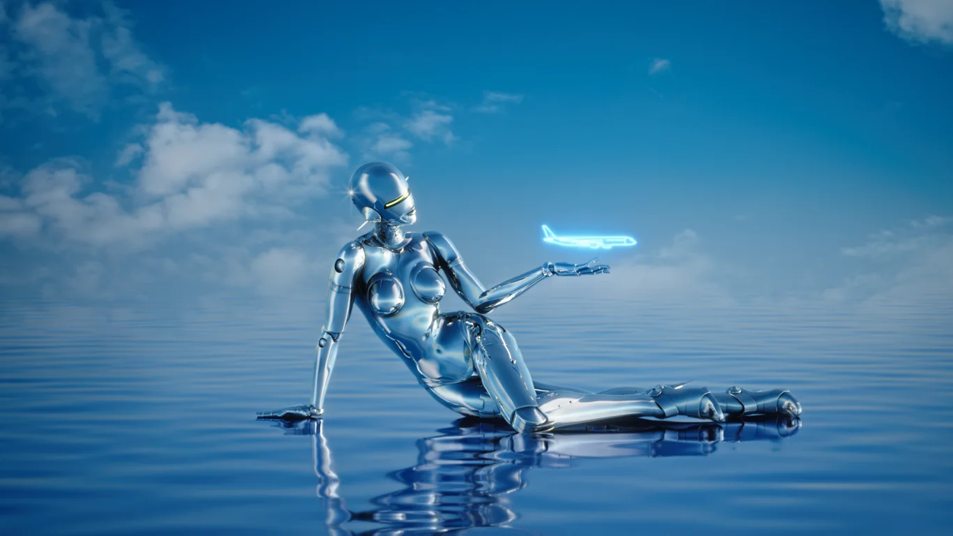 Sexy Robot金屬關節折射出的光芒與現代感十足的客艙空間相互輝映，引領旅客展開一場獨一無二的飛行旅程。