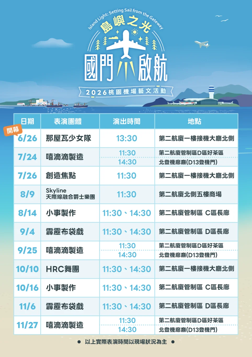 桃園機場變身文化舞台 現代馬戲與驚喜快閃表演陪伴旅客候機：暑期加碼接機大廳專場與展演時間表