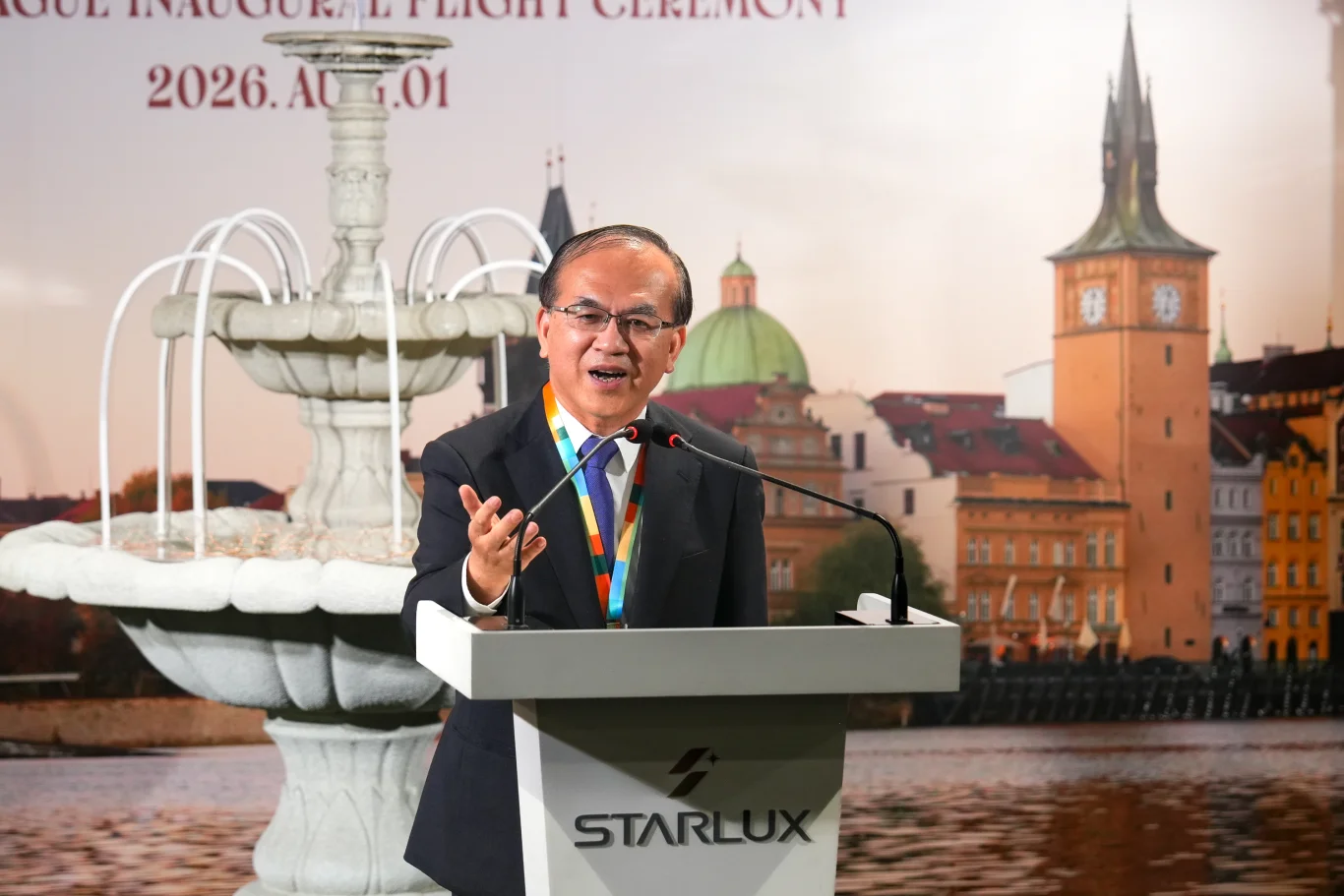 桃園國際機場公司陳彥伯董事長表示，恭喜星宇航空開啟台北-布拉格新航線，建立起台歐空中新橋樑。jpg