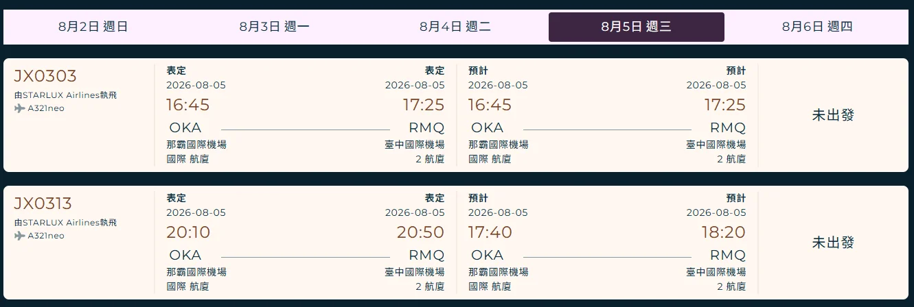 2026/08 白海豚颱風 WP13/2613:星宇航空調整五號台中航班 paste-1785834920893