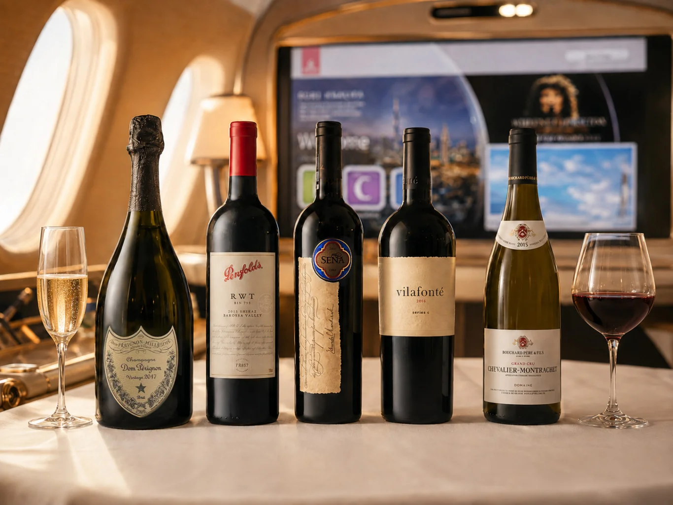 阿聯酋航空公布2026機上酒單 頭等艙供應香檳王與木桐堡：四大艙等新酒款登場 東亞航線享智利名酒與教皇新堡白酒