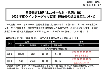 星悅航空台北桃園北九州冬季增班每日飛航 9月15日開賣 - 這裡胡說 JL TALKS