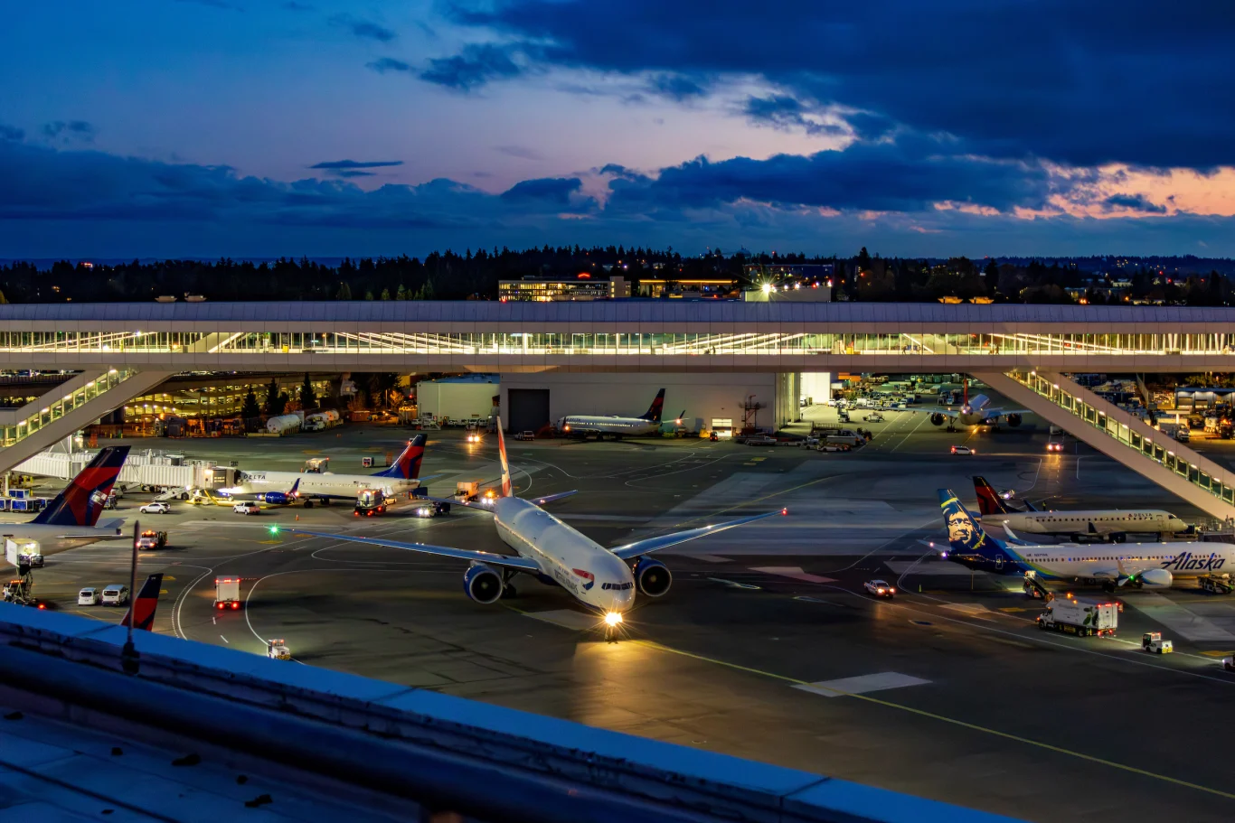 The elevated aerial walkway leading to the IAF.Photo / Port of Seattle