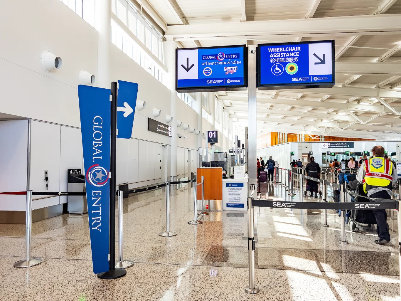 Global Entry expedited lanes for pre-approved low-risk travelers.